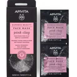 Apivita Express Pink Clay Maschera Viso Detergente e Astringente 2 Bustine da 8ml
