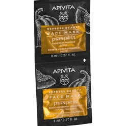Apivita Express Pumpkin maschera viso detossinante ed esfoliante 2 bustine monodose da 8ml