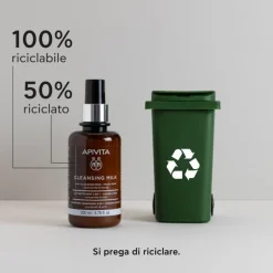 Apivita Face Cleansing Latte Detergente 3in1 per Detersione Delicata Viso e Occhi 200ml