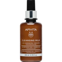 Apivita Face Cleansing Latte Detergente 3in1 per Detersione Delicata Viso e Occhi 200ml
