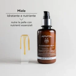 Apivita Face Cleansing Latte Detergente 3in1 per Detersione Delicata Viso e Occhi 200ml