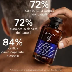 Apivita Tonic Shampoo Tonificante Uomo per Rinforzare e Contrastare la Caduta dei Capelli 250ml