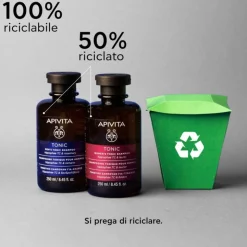 Apivita Tonic Shampoo Tonificante Uomo per Rinforzare e Contrastare la Caduta dei Capelli 250ml