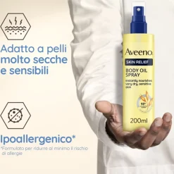 Aveeno Skin Relief Olio Corpo Idratante per Pelle Secca Spray 200ml