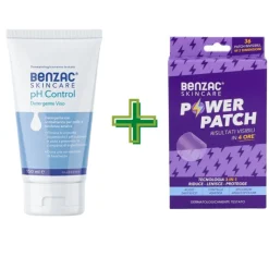 Benzac Skincare Ph Control Detergente Viso 150ml + 36 Cerotti per Acne e Brufoli