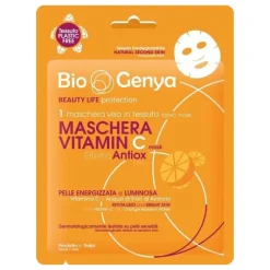 Biogenya Vitamin C Maschera Antiossidante Illuminante per Pelle Luminosa 1 Maschera Monouso