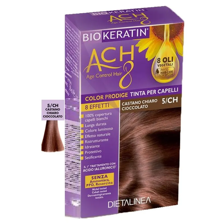 Biokeratin Ach8 Color Prodige 5ch Castano Chiaro Cioccolato per Colorazione Capelli 50ml + 75ml + 15ml