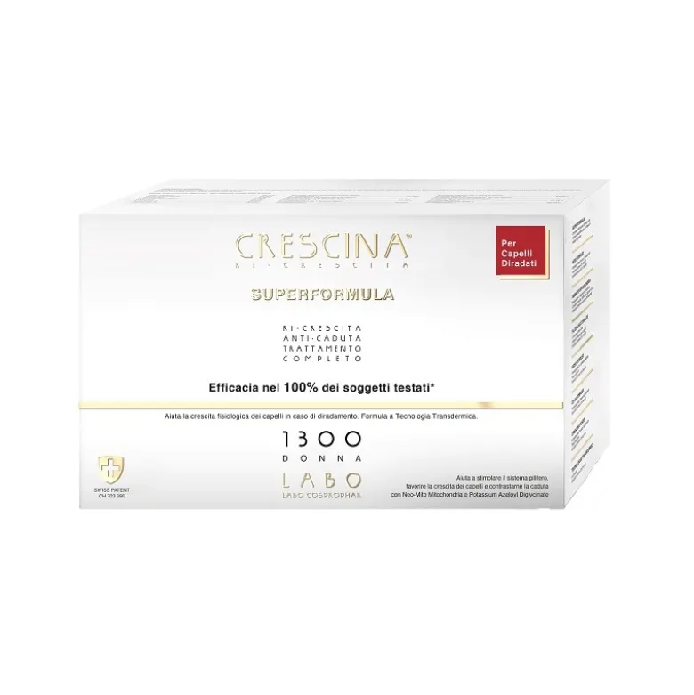 Crescina Ri Crescita Super Formula 1300 Donna Trattamento Anticaduta e Ricrescita Capelli 40 fiale 3,5ml