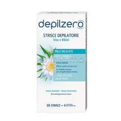 Depilzero Strisce Viso E Bikini per Depilazione 20 Strisce + 4 Salviettine
