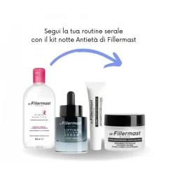 Dr. Fillermast Kit Notte Antietà. Detergente, Siero, Contorno Occhi e Crema Anti Rughe 4 Pezzi
