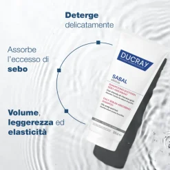Ducray Sabal Shampoo Sebo-Assorbente per Capelli Grassi 200ml