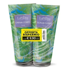Euphidra Scrub+Crema Corpo Tiarè per Esfoliazione e Idratazione Pelle 2x200ml