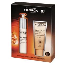 Filorga Coffret Protocollo Anti età e Anti Ossidante, routine anti-età e protezione solare SPF50+ siero 30ml + 40ml