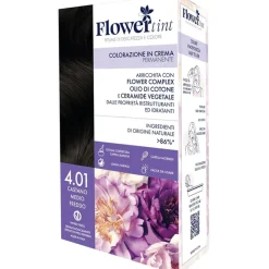 Flowertint Colorazione in Crema Permanente 4,01 Castano Medio Freddo Kit Tinta Capelli