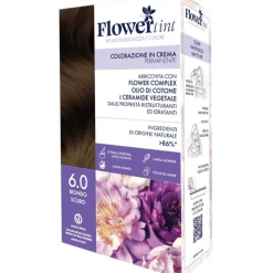 Flowertint Colorazione in Crema Permanente 6,0 Biondo Scuro Kit Tinta Capelli