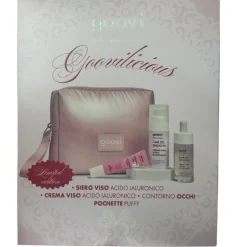 Goovi Cofanetto Idratante con Siero Viso + Crema Viso + Contorno Occhi + Pochette