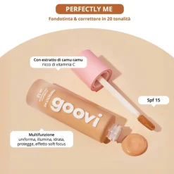 Goovi Fondotinta e Correttore con SPF15 Lunga Tenuta Colore 01 Lotus 28ml