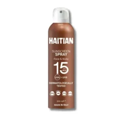 Haitian Solare Spray Trasparente Viso e Corpo SPF15 Resistente all'Acqua 200ml