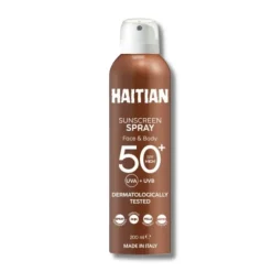 Haitian Solare Spray Trasparente Viso e Corpo SPF 50+ Resistente all'Acqua 200ml