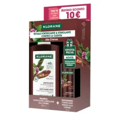 Klorane Rituale Shampoo Chinina anticaduta con siero omaggio per capelli forti 400ml+10ml