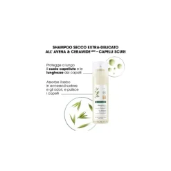 Klorane Shampoo Secco Extra-Delicato all'Avena per Capelli Scuri 150ml