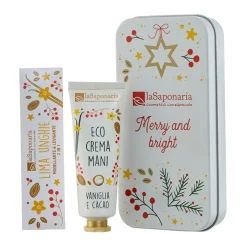 La Saponaria Scrigno Crema Vaniglia Cacao kit per Mani e Unghie con Limetta 40ml