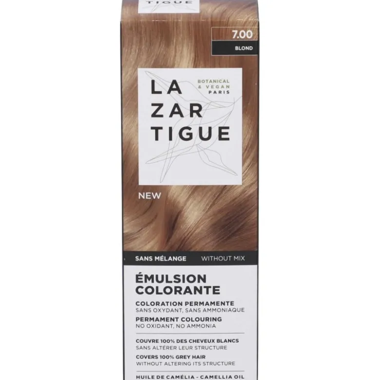 Lazartigue Emulsion Colorante 7.00 Biondo per Colorazione Permanente e Copertura Capelli Bianchi 60 ml