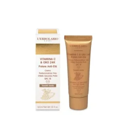 L'Erbolario Crema Perfezionatrice Viso Vitamina C e Oro 24K Antiage Tonalità Media 50 ml