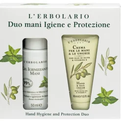 L'Erbolario Gel Igienizzante Mani 50ml e Crema Nutriente Mani e Unghie 30ml