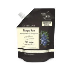 L'Erbolario Ginepro Nero Shampoo Doccia Ricarica, detergente 2 in 1 corpo e capelli, ricarica 500ml