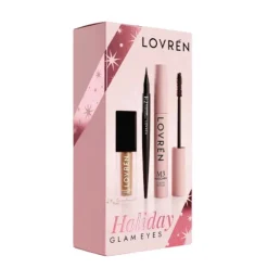 Lovren Holiday Glam Kit Natale 2026 Ombretto Liquido Champagne 3 ml + Mascara Volume 10 ml + Eyliner Nero Intenso 0,6 ml
