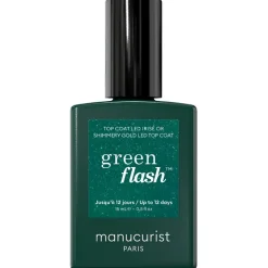 Manucurist Green Flash Shimmery Top Coat Smalto Fissante Golden per Manicure Brillante 15 ml