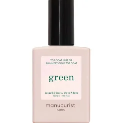 Manucurist Green Shimmery Top Coat Smalto Fissante Golden per Manicure Brillante Flacone da 15 ml