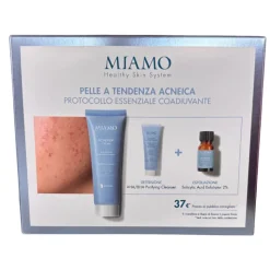 Miamo Cofanetto Pelle Acneica con Acnever Cream 50ml + Omaggi Aha/bha 50ml e Salicilico 10ml