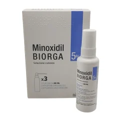 Minoxidil Biorga Soluzione Cutanea 5% per Alopecia 3 Flaconi da 60ml