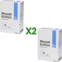 Minoxidil Biorga Soluzione Cutanea 5% per Ricrescita Capelli Set Risparmio 6 Flaconi da 60ml