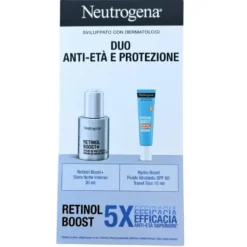 Neutrogena Cofanetto Antietà e Protezione Retinol Boost+ Siero Notte 30ml e Hydro Boost Fluido Idratante SPF50 15ml