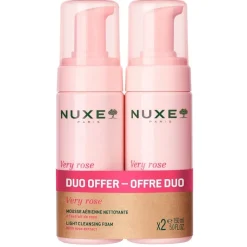 Nuxe Very Rose Mousse detergente viso delicata per pelli sensibili 2 flaconi da 150 ml