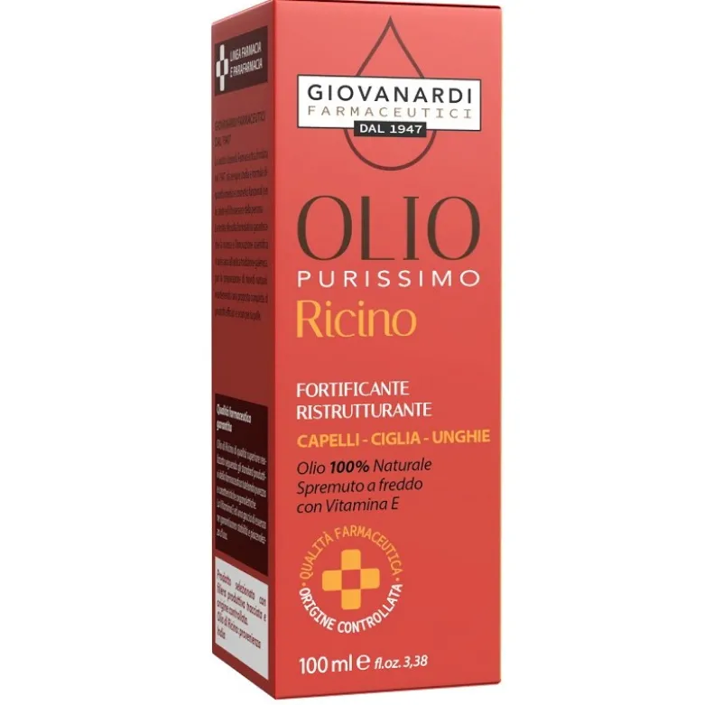 Olio Purissimo di Ricino Fortificante Ristrutturante Capelli Ciglia Unghie 100 ml