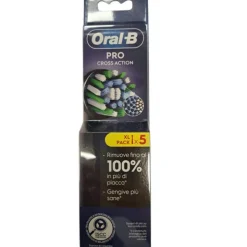 Oral-B Power Refill Cross Action Nero 5 Testine di Ricambio