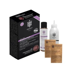 Organics Pharm Organics Color 7/5 Rosso Mogano Chiaro per Capelli, Copertura Bianchi, Kit Completo 50+50+6+6ml