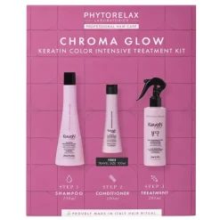 Phytorelax Chroma Glow Keratin Color Intensive Treatment Kit Shampoo 250ml + Balsamo 100ml + Spray 200ml