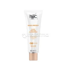 RoC Solare Crema Fluida Viso Anti Età Illuminante Protezione 50 50ml