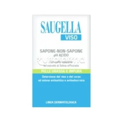 Saugella Viso Sapone-Non-Sapone pH Acido per Pelli Grasse e Impure 100g
