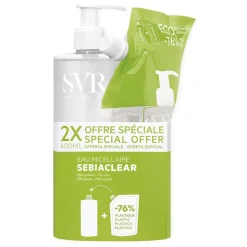Sebiaclear Eau Micellaire detergente purificante per pelle mista o grassa kit 1 flacone 400 ml + 1 refill 400 ml