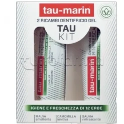 Tau Marin Dentifricio Rinfrescante Ricarica Tau Kit per Igiene Orale 2x20ml