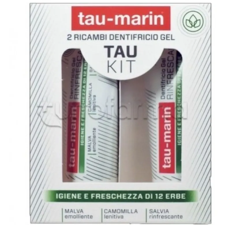 Tau Marin Dentifricio Rinfrescante Ricarica Tau Kit per Igiene Orale 2x20ml