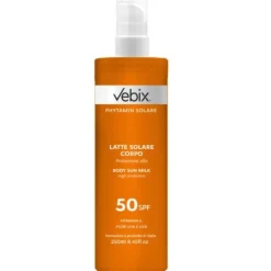 Vebix Phytamin Latte Solare Corpo e Viso SPF50 Pelle Chiara e Sensibile 250ml