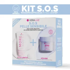 Veralab Kit S.O.S Pelle Sensibile Detergente More Soft 50 ml + Crema Viso Sensiblue Face Cream 50 ml