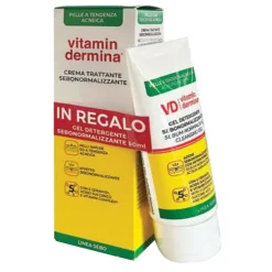 Vitamindermina Sebo Crema Trattante Sebonormalizzante Kit per Pelle Grassa e Impura crema 40ml + gel detergente 50ml